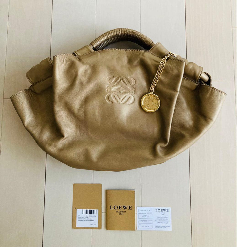 Loewe Aire 315.82.B52 Handbag Lambskin Gold Tote Bag Charm