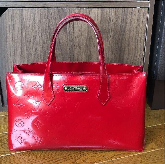 Louis Vuitton Wilshire Pm Handbag Vernis Pomme Damour Red Enamel