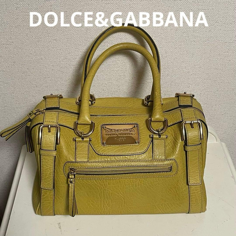 Dolcegabbana Boston Handbag Cowhide Yellow Gold Hardware