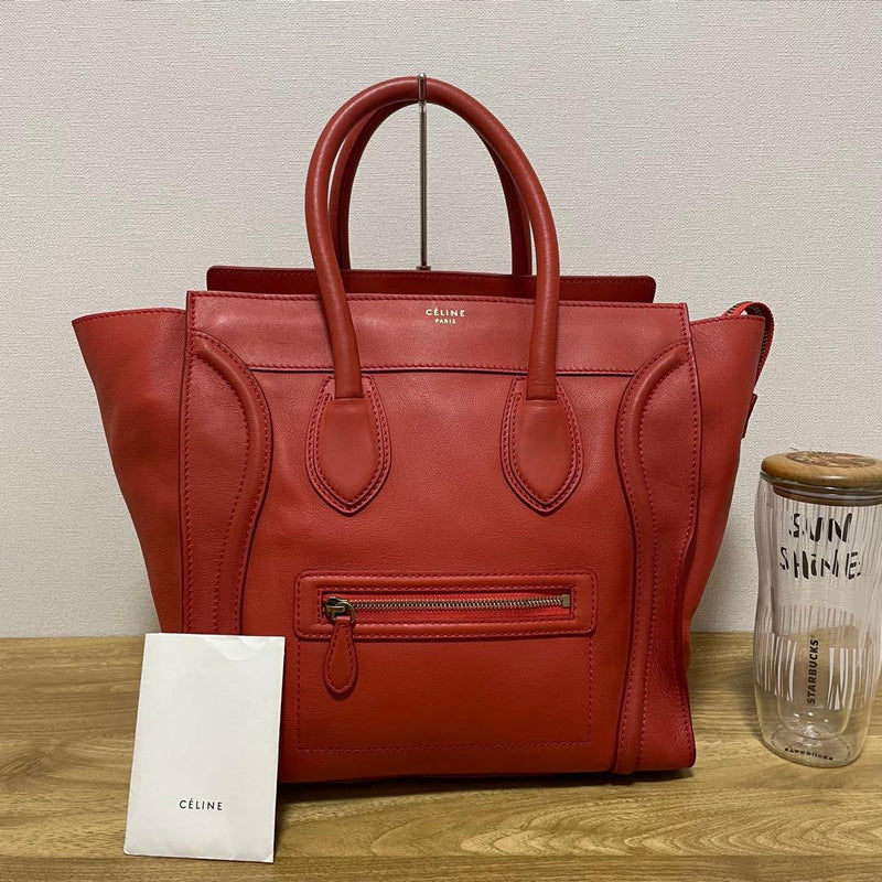 Handbag Leather Red A4 Compatible