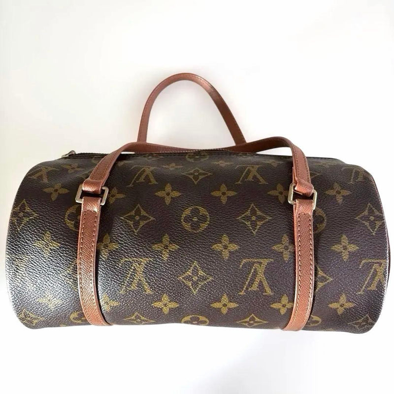 Monogram Papillon 26 Handbag Leather Brown