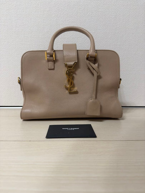 Saint Laurent Baby Cabas Handbag Leather Beige Gold Hardware