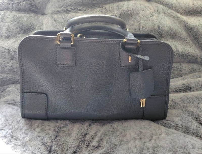 Loewe Amazona 28 Handbag Gray Leather Gold Hardware