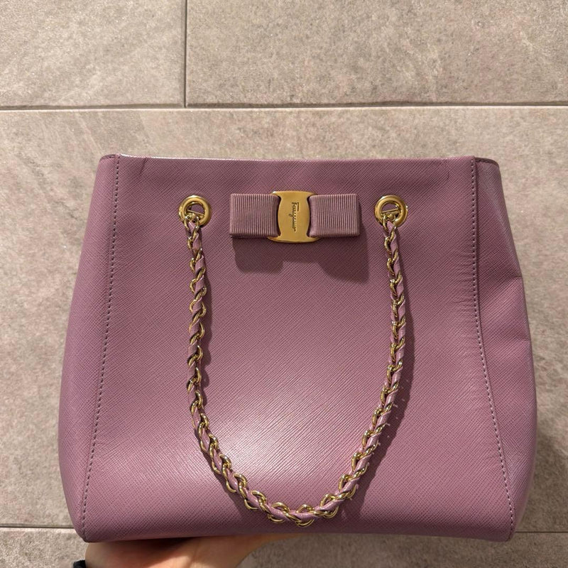 Handbag Leather Purple Chain Handle