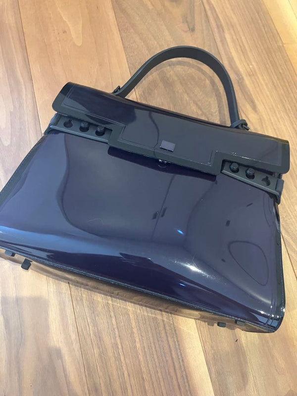 Delvaux Tempête Dark Night Handbag Pvc Prussian Blue Black