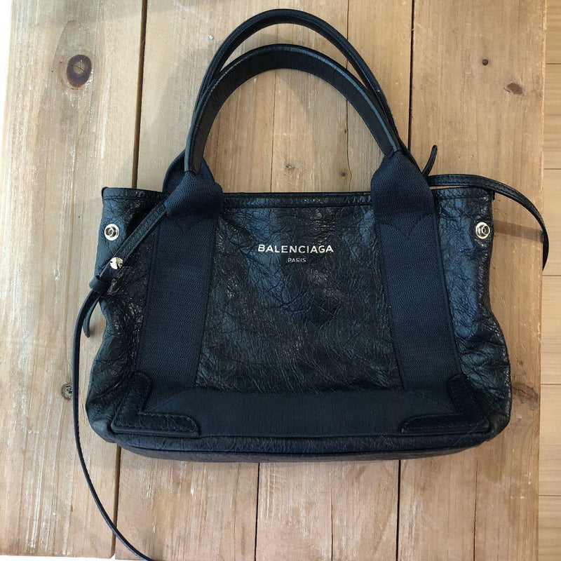 Balenciaga Navy Cabas Xs Tote Bag Vintage Leather Navy
