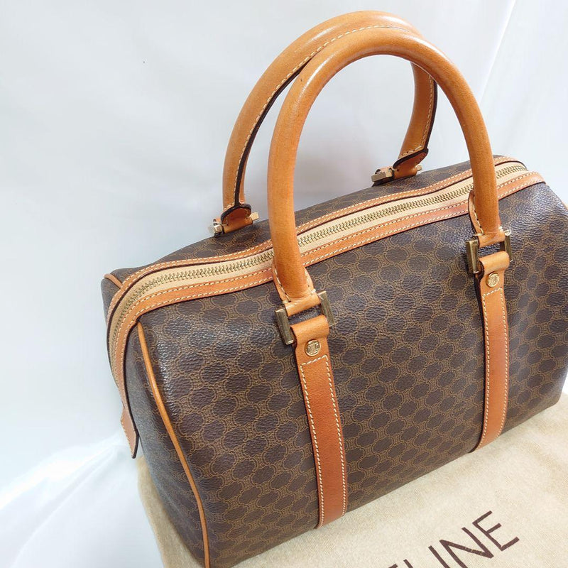Old Celine Macadam Handbag Tote Brown Leather