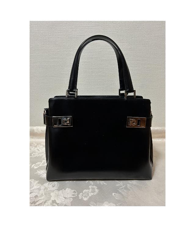 AQ-21 0167 Handbag Shoulder Bag Black Leather