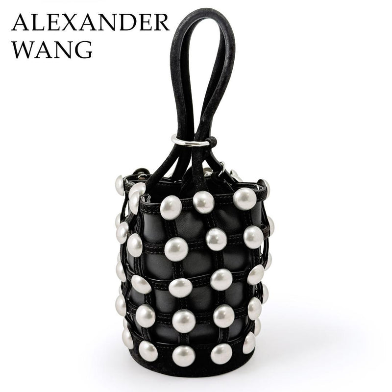 Roxy Cage Mini Bucket Bag Leather Black Silver Hardware