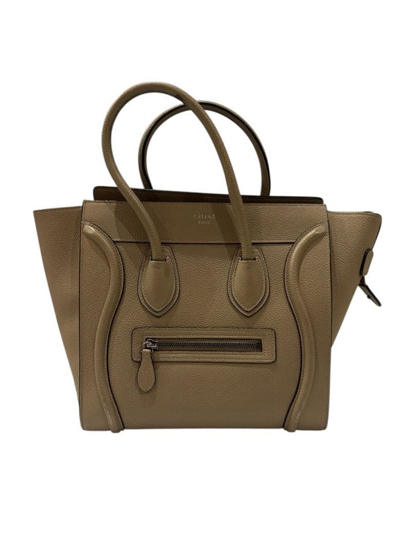 Celine Luggage Micro Shopper Handbag Calfskin Beige