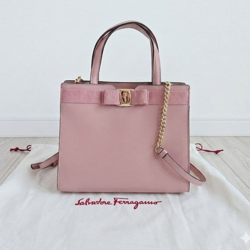 Vara Ribbon Top Handle 2 Way Bag Calf Leather
