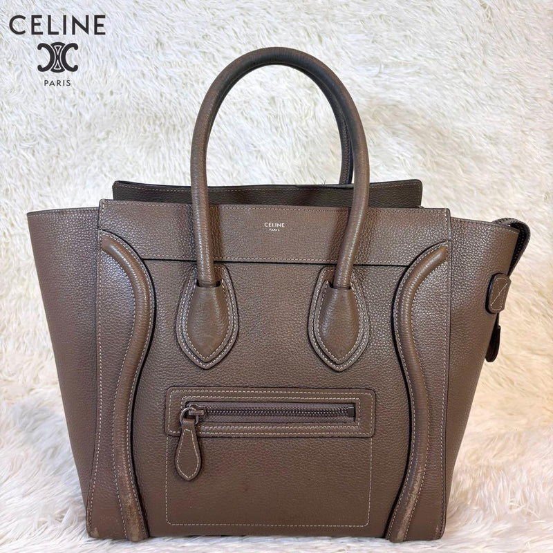 Celine Luggage Micro Shopper Handbag Leather Suede