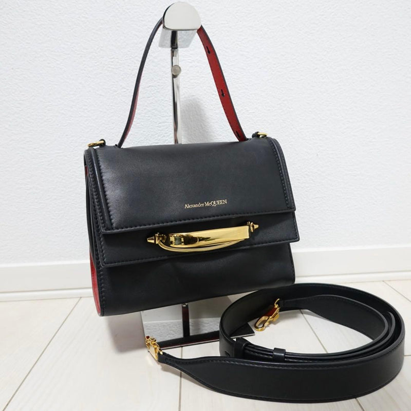Alexander Mcqueen The Story Shoulder Bag Handbag Crossbody Black Leather