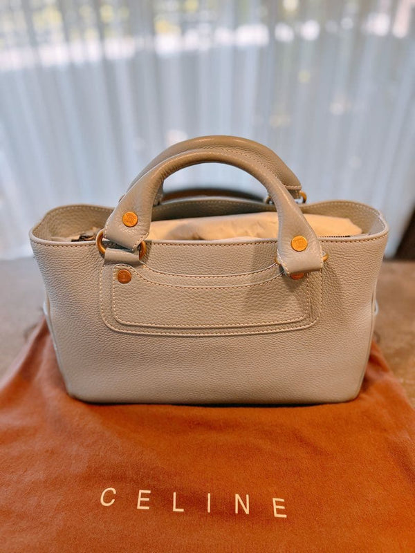 Celine Boogie Bag Handbag Tote Light Blue Leather Medium