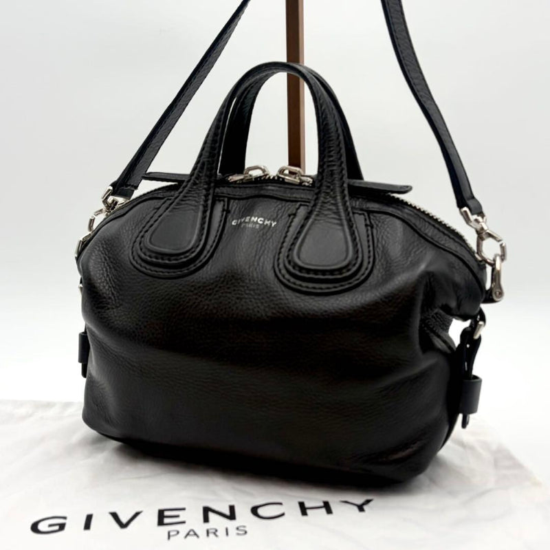 Givenchy Nightingale Micro 2-Way Handbag Shoulder Crossbody Black Leather
