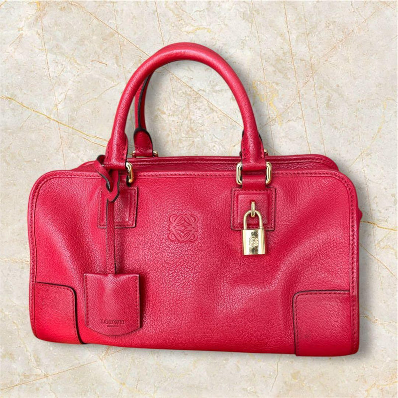 Loewe Amazona 28 Handbag Red Leather