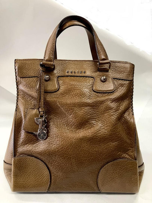 Celine 161303LSL.18TP 2way Handbag Khaki Brown Leather Shoulder Bag