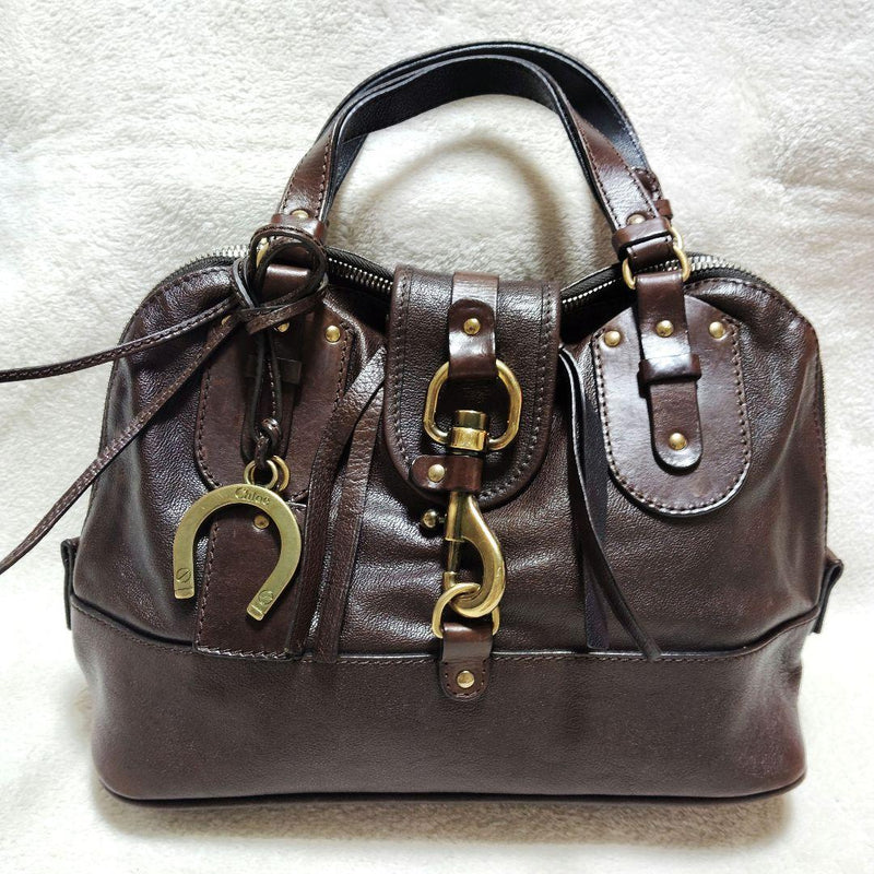 Kerala Handbag Dark Brown Leather Gold Hardware