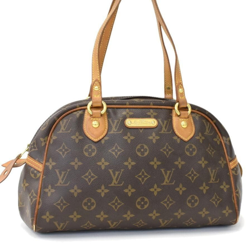 Montorgueil Pm M95565 Handbag Canvas Leather Brown