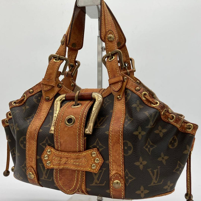 Monogram Theda Pm Handbag Mini Bag Pvc Leather Brown