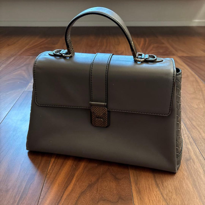Piazza Bag Handbag Crossbody Shoulder Gray Leather
