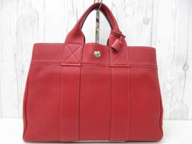 Hermes Fourre-tout Pm Handbag Tote Red Leather □G Stamp