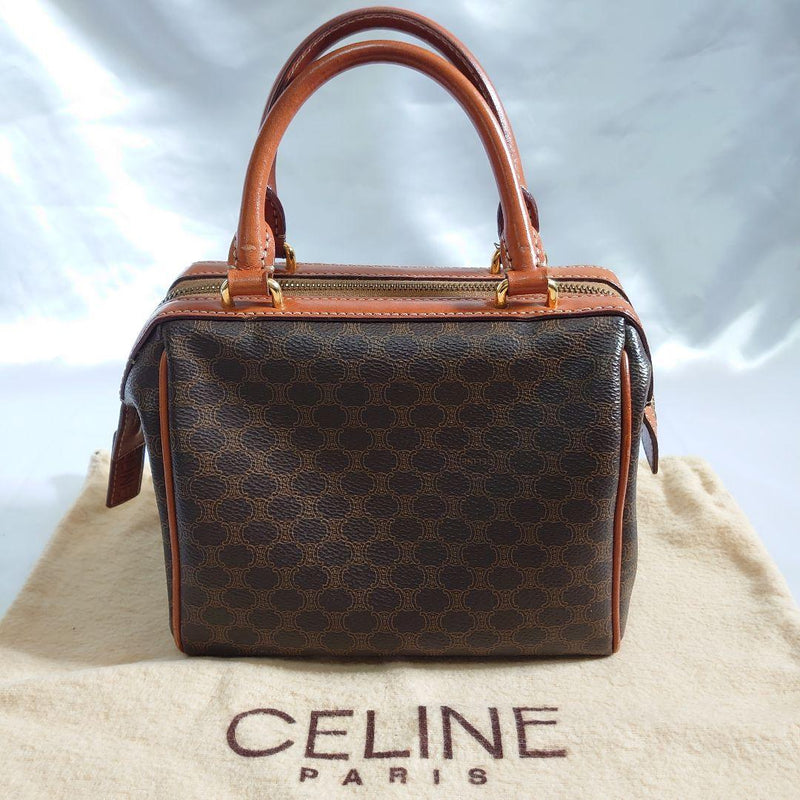 Macadam Pattern Handbag Tote Bag Pvc Leather Brown