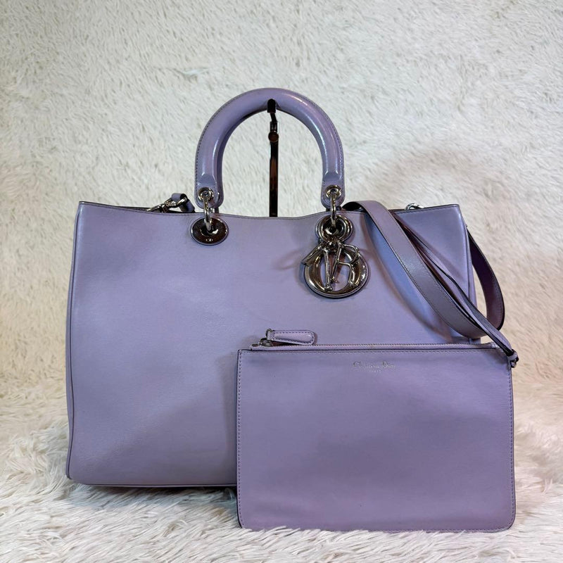 Diorissimo Pouch Handbag Shoulder Bag Leather Lavender