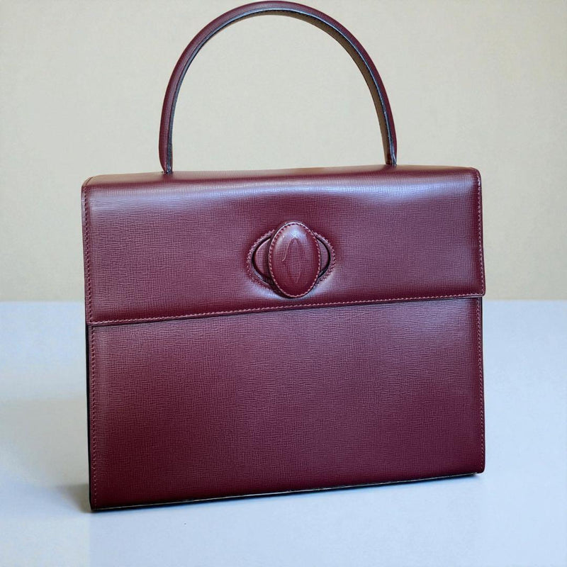 Must Line Turn Lock Handbag Bordeaux Calf Leather