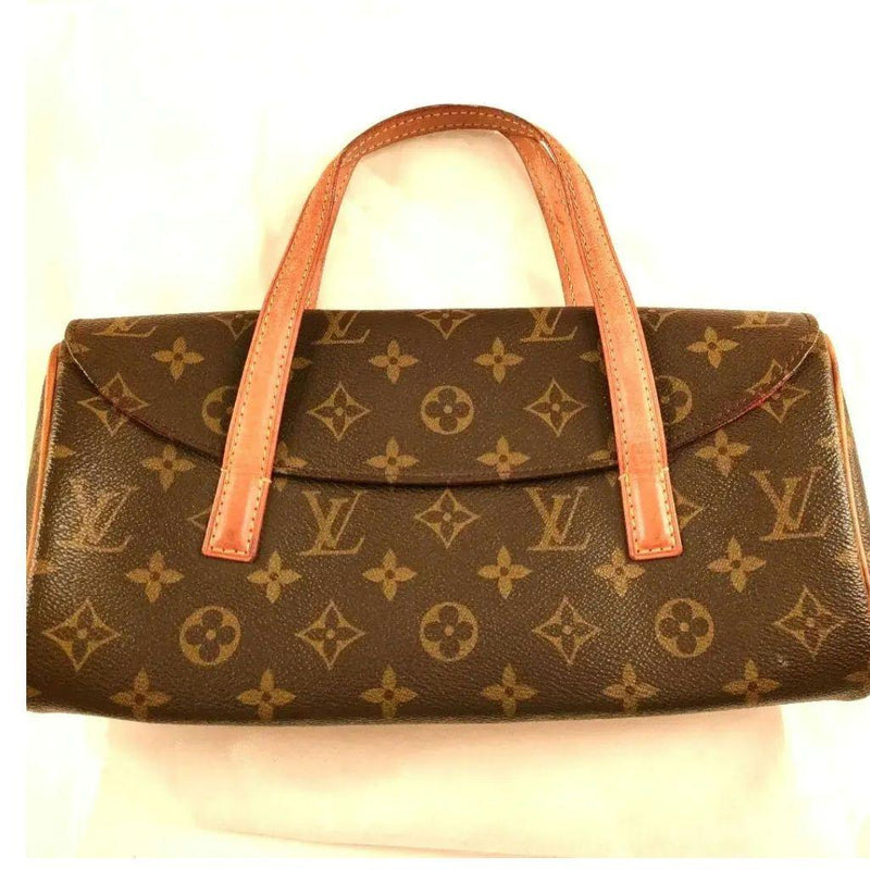 Monogram Sonatine Handbag Canvas Leather Brown Red Interior
