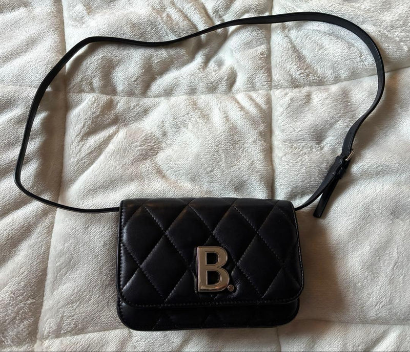Waist Mini Bag Crossbody Black Leather