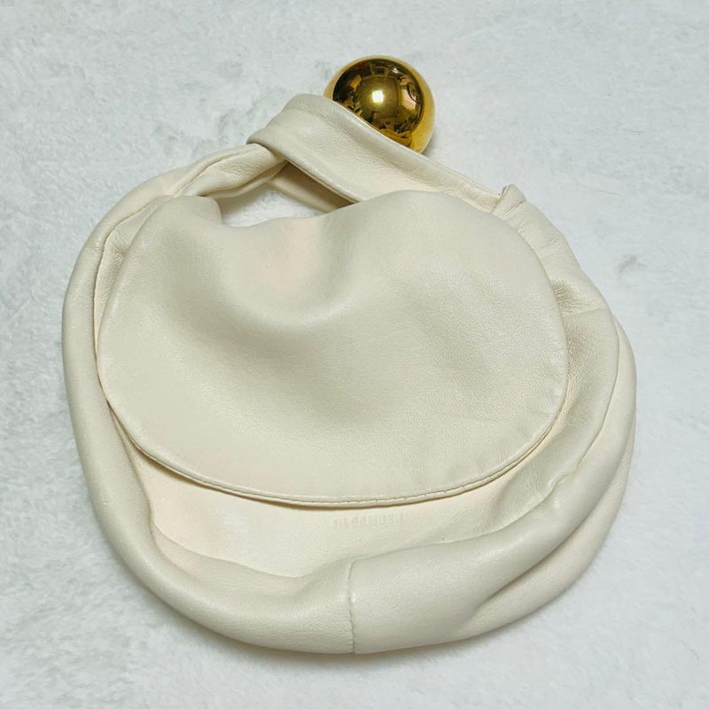 Jil Sander Sphere Pouch Handbag Lambskin Champagne