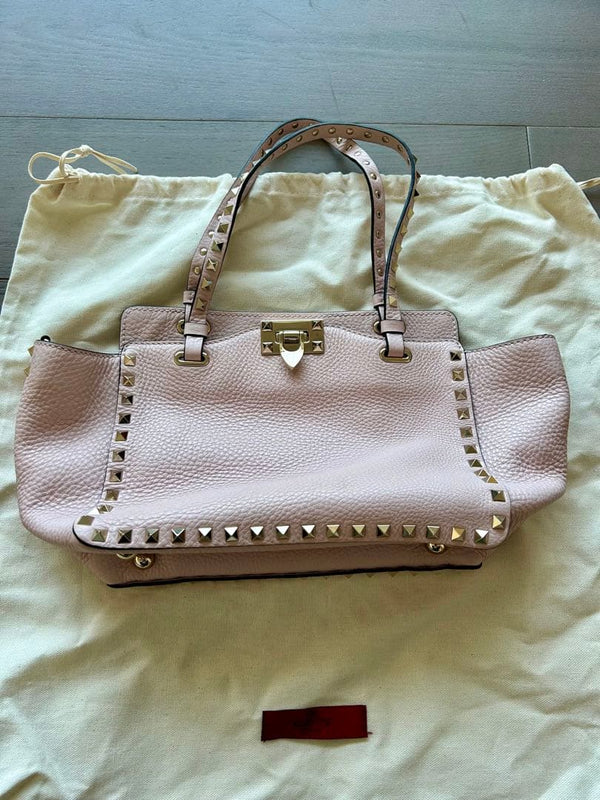 Rockstud Tote Bag Rose Quartz Pink Leather Handbag