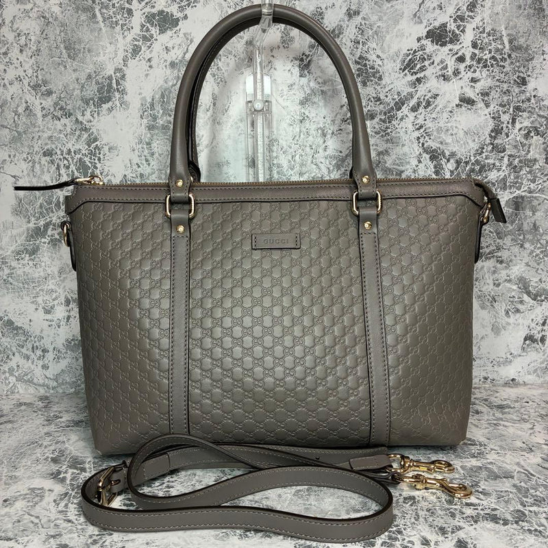 Gucci Micro Guccissima 449656 Handbag Shoulder Bag Leather Gray