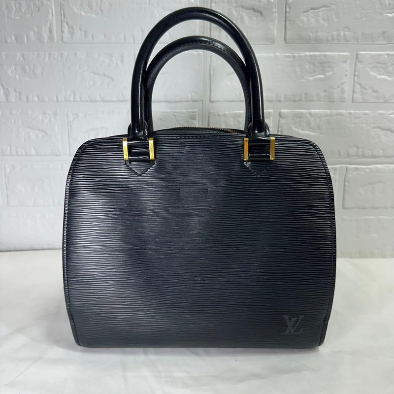 Louis Vuitton Epi MII929 Handbag Black Gray Leather Gold Hardware