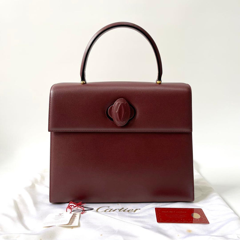 Must Line Turn Lock Handbag Leather Bordeaux