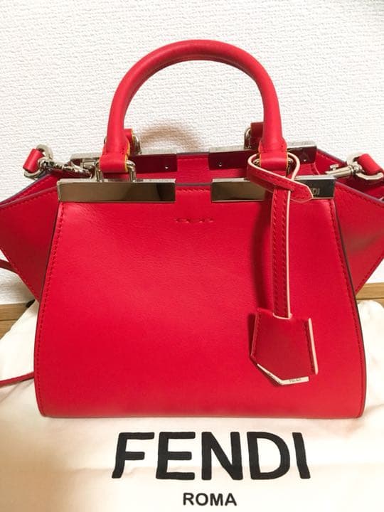 Troisième Mini Handbag Calf Leather Red Multi-color Trim