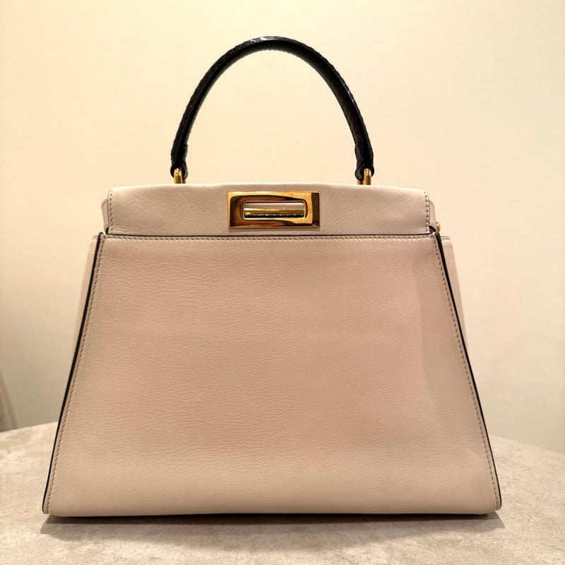 Fendi Peekaboo Regular Monster 8BN290 Handbag Leather Ivory Off-white