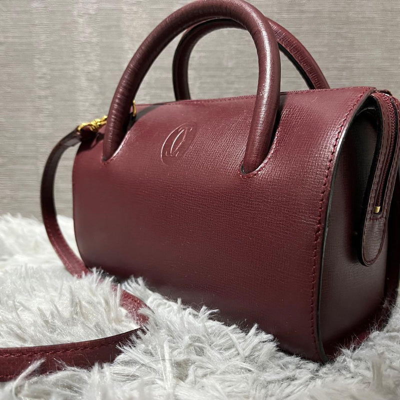 Must Line 2-Way Mini Bag Shoulder Crossbody Leather Bordeaux