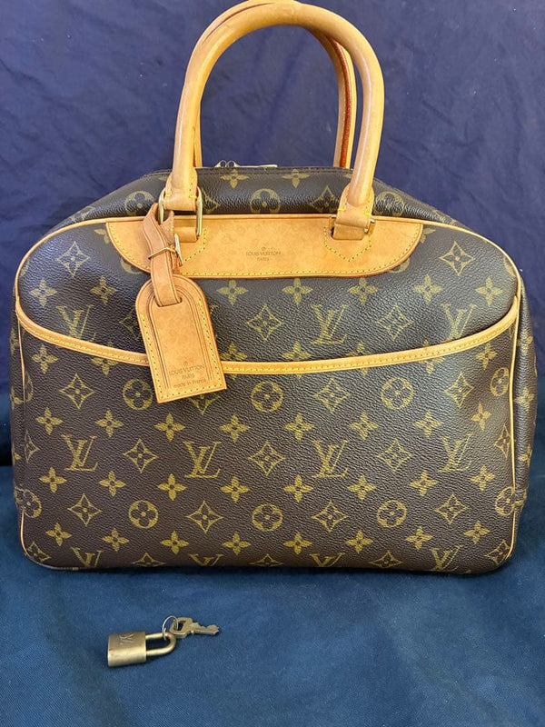 Monogram Handbag Brown Canvas Leather Tote Bag Golden Zippers