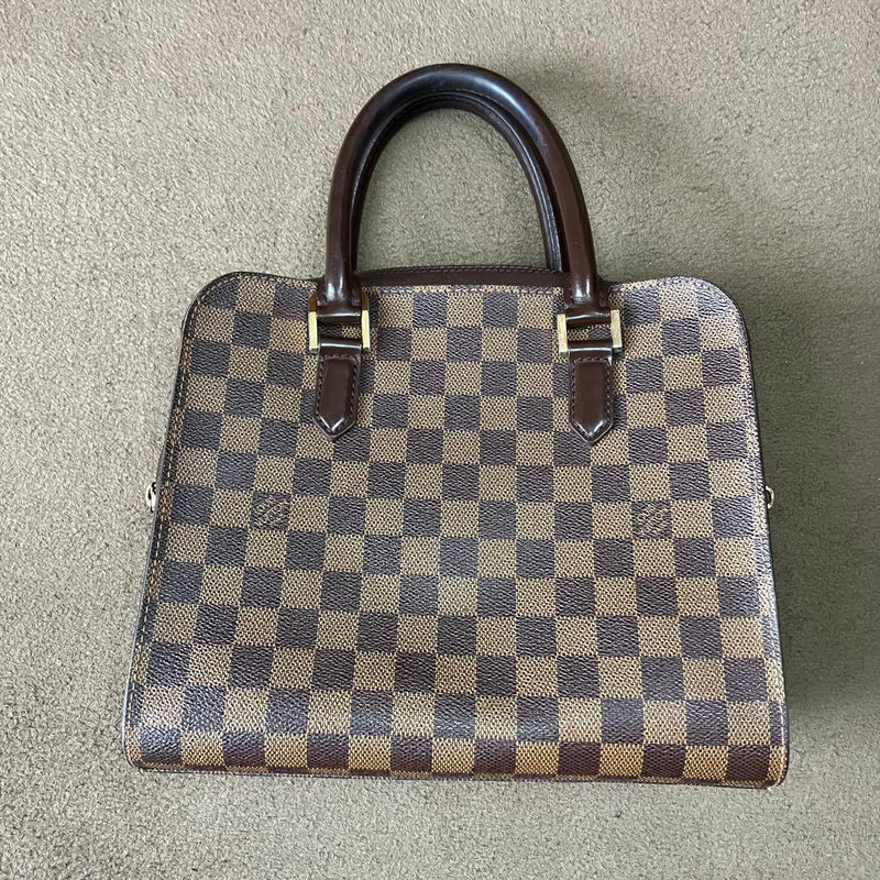 Louis Vuitton Damier Triana Handbag Leather Brown Beige