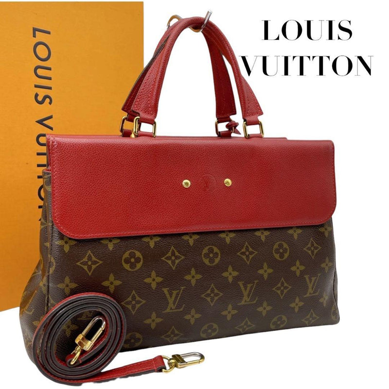 Louis Vuitton Monogram Venus Handbag Shoulder Bag Brown Red Leather