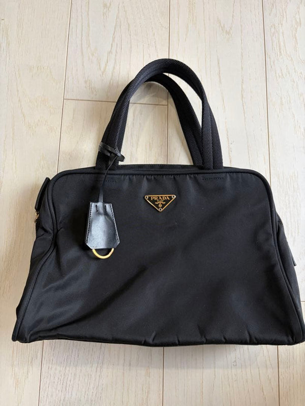Hand Tote Bag Black Leather
