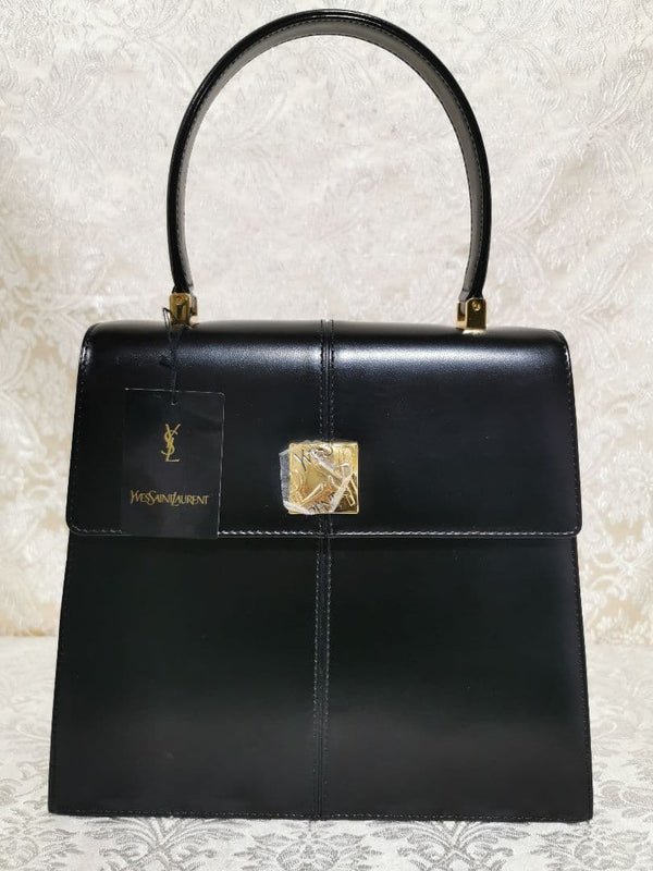 Ysl Logo Handbag Leather Gold Hardware