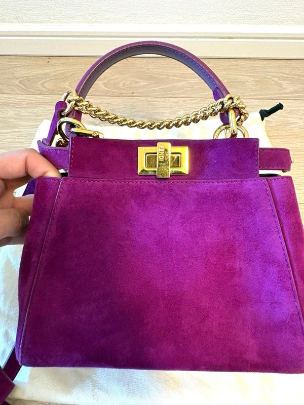 Fendi Peekaboo Mini Handbag Velour Purple