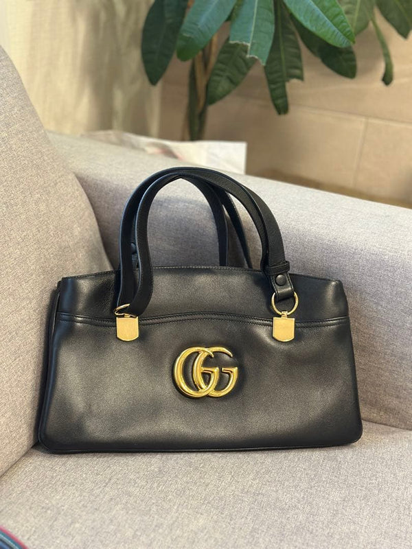 Gucci Arli Handbag Shoulder Bag Black Leather
