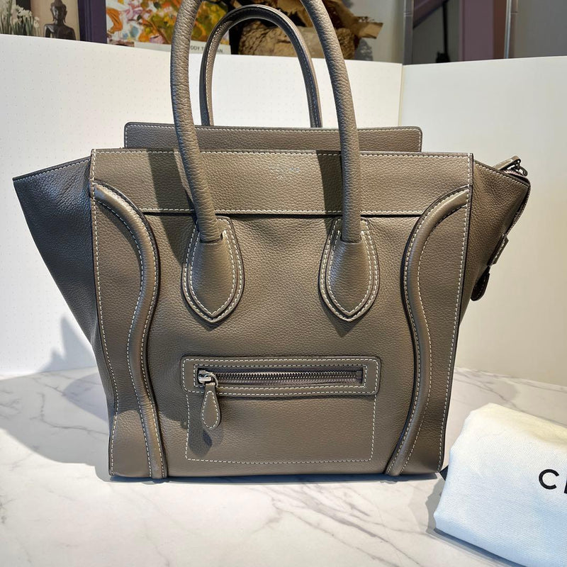 Celine Luggage Mini Handbag Tote Bag Souris Leather