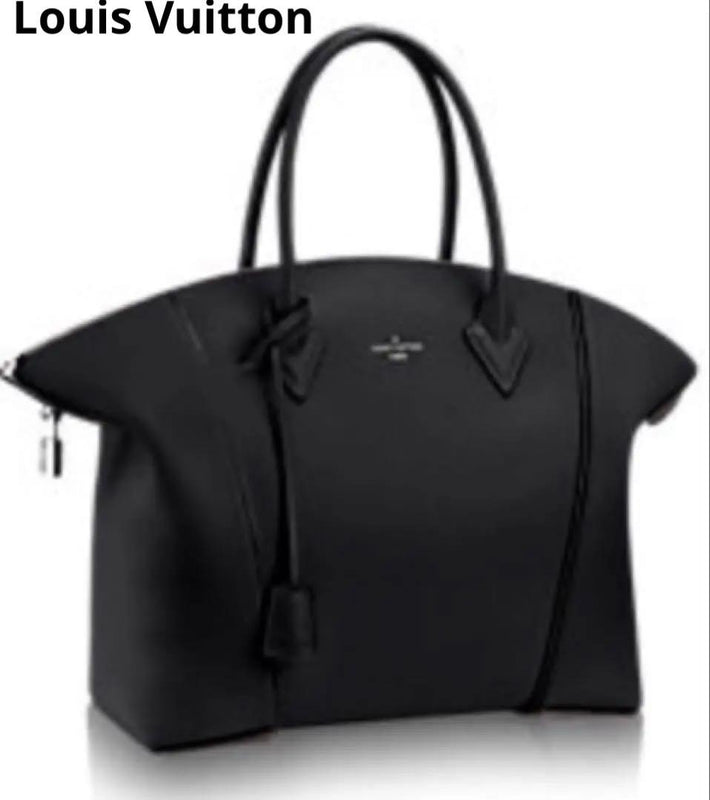 Lockit Handbag Black Calf Leather Shoulder Bag Suede Interior