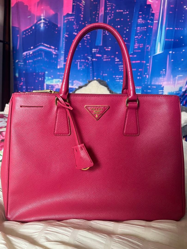 Prada Galleria Saffiano Lux Tote Bag Leather Pink Metal Hardware