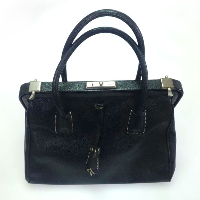 Prada Doctors Bag Handbag Leather Black